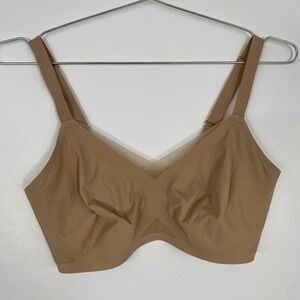 Honeylove Bra Womens 34DD Beige Wireless T Shirt V Neck Mesh Adjustable Straps